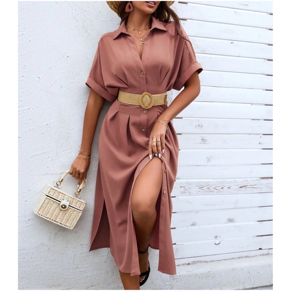 Boho Button up Minimalist Shirt Dress - Picture 6 of 16